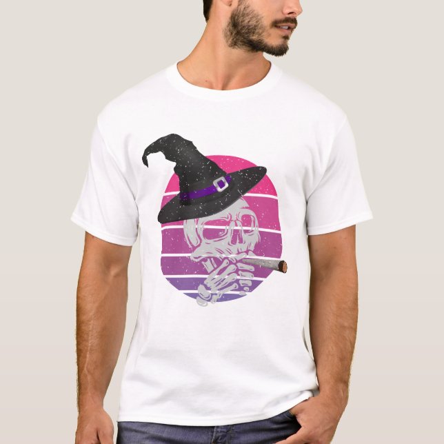 T-shirt Cigarette Fumant Le Crâne Drôle Et Effrayant (Devant)