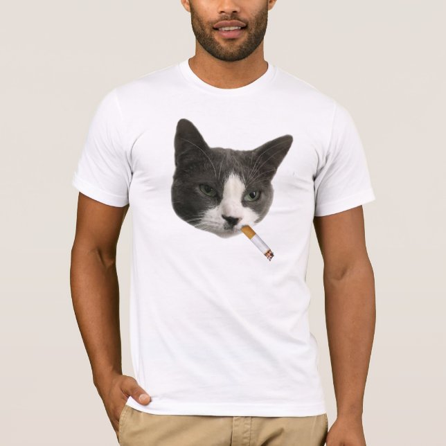 T-shirt Cigarette Fumer Chat Amusant Feline Lover (Devant)
