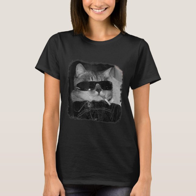 T-shirt Cigarette Kitten Gang Chat Fumer Cigarette Drôle (Devant)