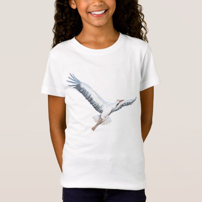 T-Shirt cigogne blanche volant (Devant)