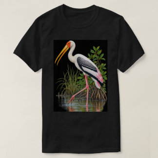 T-shirt Cigogne rose dans les zones humides, faune, oiseau