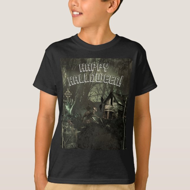 T-shirt Cimetière de zombies Horreur Épouvantail Halloween (Devant)