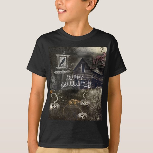 T-shirt Cimetière de zombies + Rats Sinistre Ave Halloween (Devant)