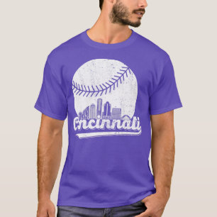 T-shirt Cincinnati Baseball Ohio Skyline City Jeu Vintage