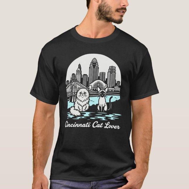 T-shirt Cincinnati City Ohio Cat Lover (Devant)