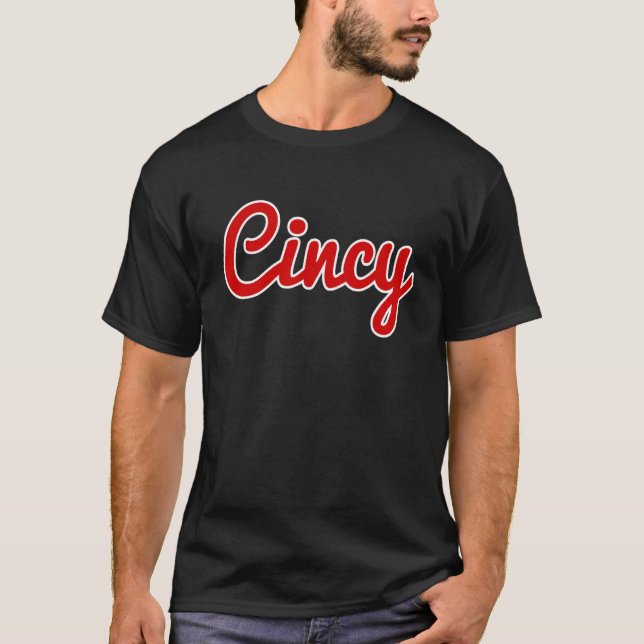 T-shirt Cincinnati Ohio Classic Rouge Script Cincy City (Devant)