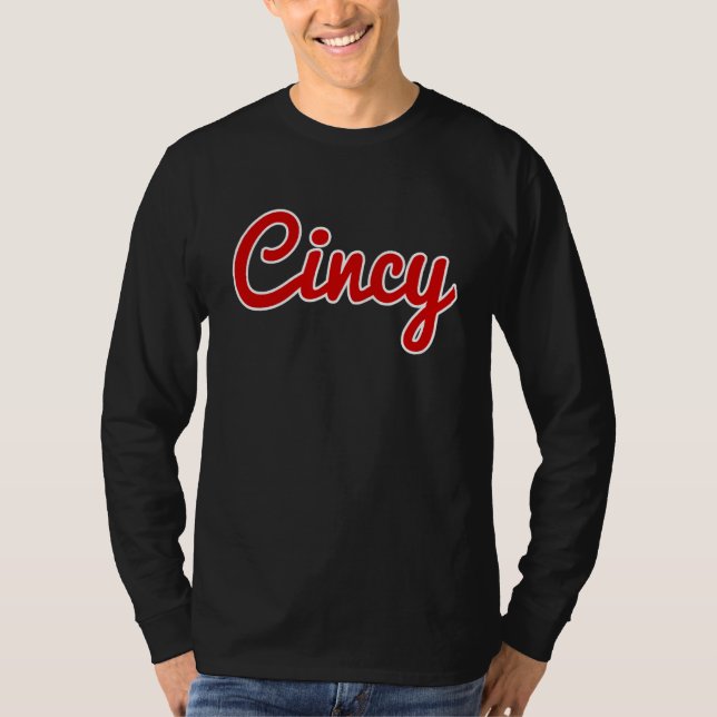 T-shirt Cincinnati Ohio Classic Rouge Script Cincy City (Devant)
