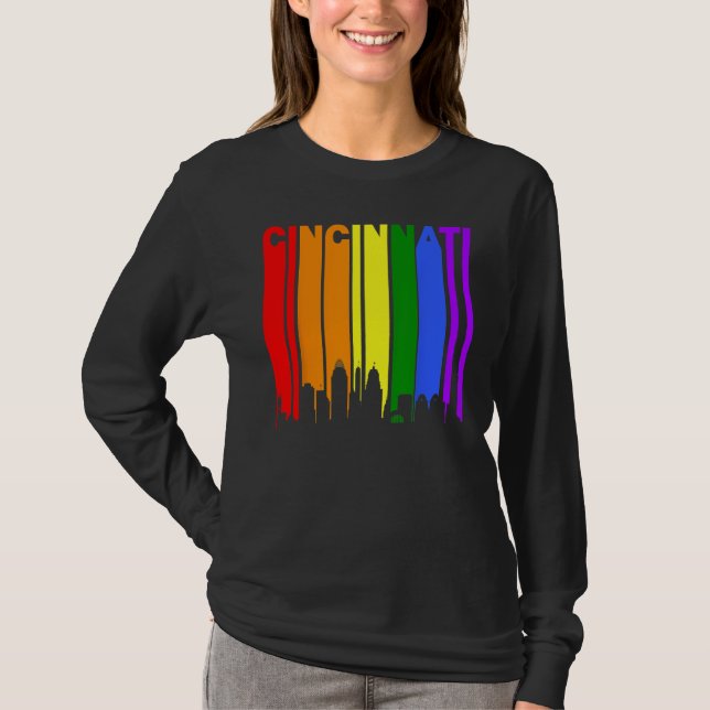 T-shirt Cincinnati Ohio LGBTQ Gay Pride Rainbow Skyline (Devant)