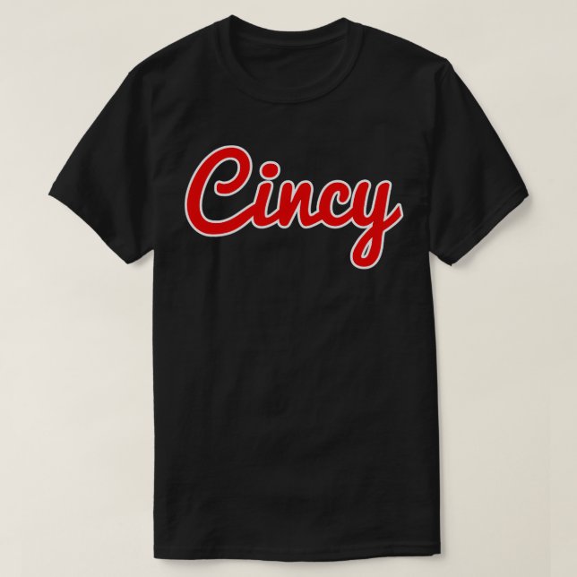 T-shirt Cincinnati Ohio Script rouge Cincy City (Design devant)