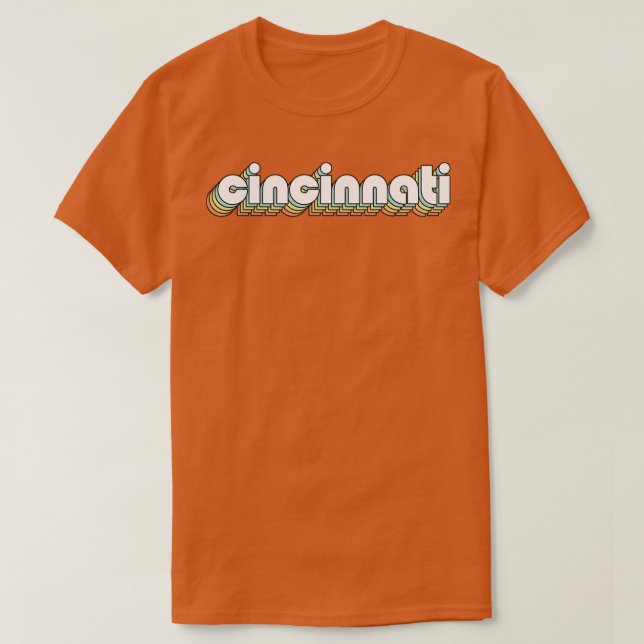 T-shirt Cincinnati Retro Typographie arc-en-ciel style déf (Design devant)