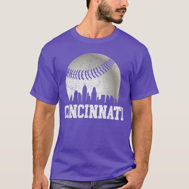 T-shirt Cincinnati Vintage Baseball Distressed Gameday Ret (Devant)