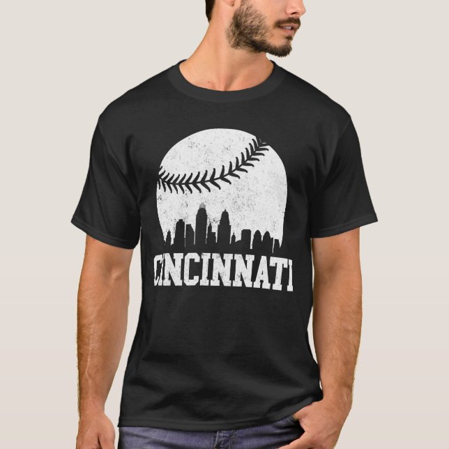T-shirt Cincinnati Vintage Baseball en détresse Gameday (Devant)