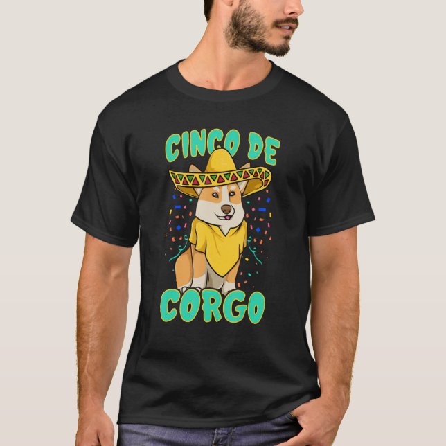T-shirt Cinco De Corgo Casquette mexicain Poncho Corgi Chi (Devant)