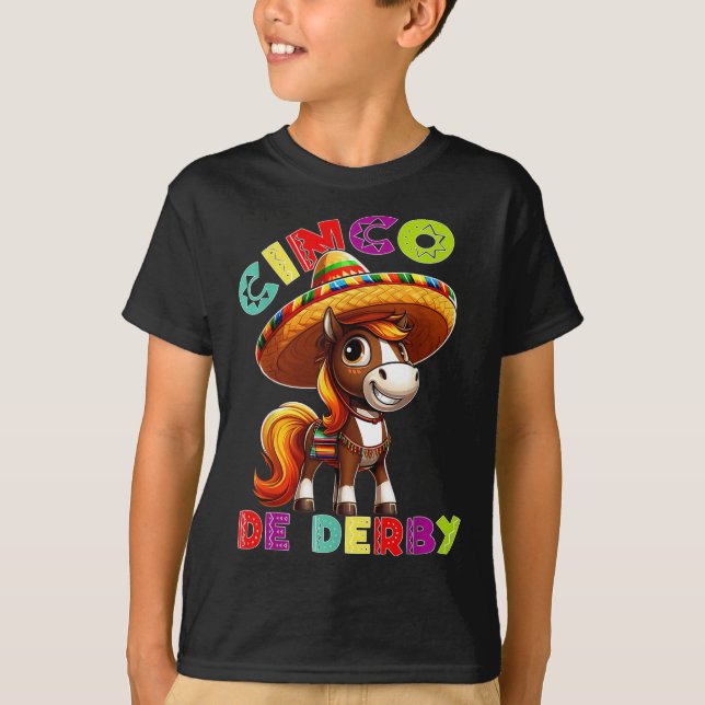 T-shirt Cinco De Derby Party Horse Racing Poncho Sombrero (Devant)