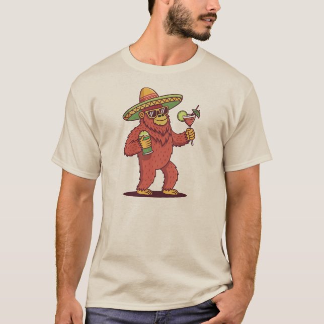 T-shirt Cinco de Drinko Funny Bigfoot à Sombrero (Devant)