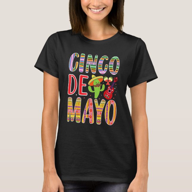 T-shirt Cinco de Mayo Cactus Guitar Music Mexican Funny (Devant)
