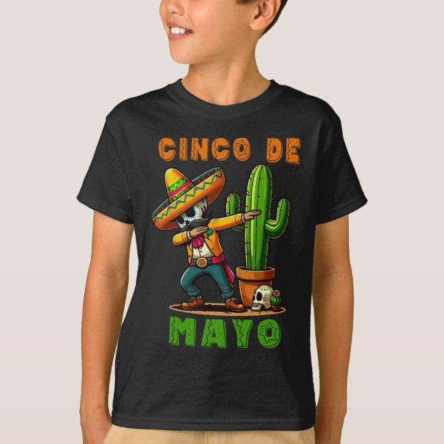 T-shirt Cinco De Mayo Cactus Mexicain Poncho Sombrero Casq (Devant)