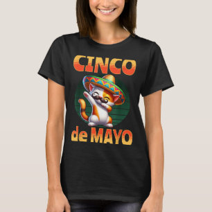 T-shirt Cinco de Mayo Dabbing Kitty Cat Kitten Moustache