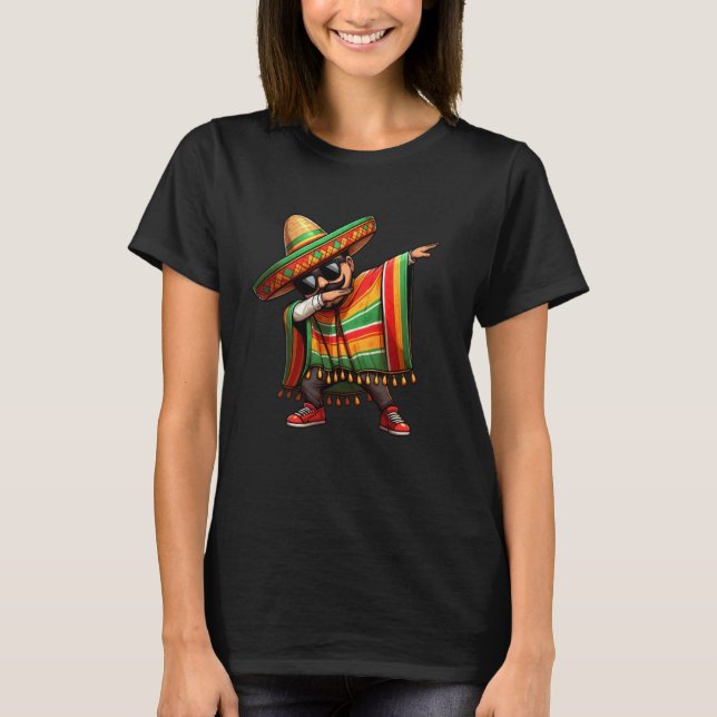 T-shirt Cinco de Mayo Dabbing mexicain Poncho Sombrero Cas (Devant)