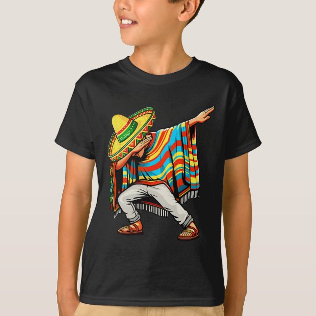 T-shirt Cinco De Mayo Dabbing Mexicain Poncho Sombrero Cas (Devant)