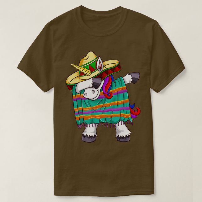 T-shirt Cinco De Mayo Dabbing Unicorn Poncho Sombrero Mexi (Design devant)