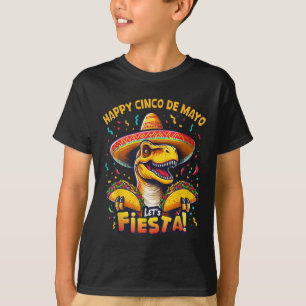 T-shirt Cinco De Mayo Dinosaur Holding Taco Lets Fiesta Tr