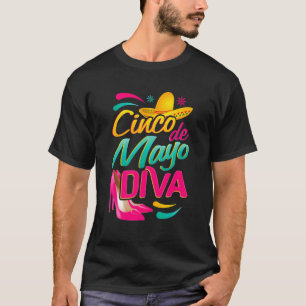 T-shirt Cinco De Mayo Diva Avec Sombrero Mexicain Et Fus