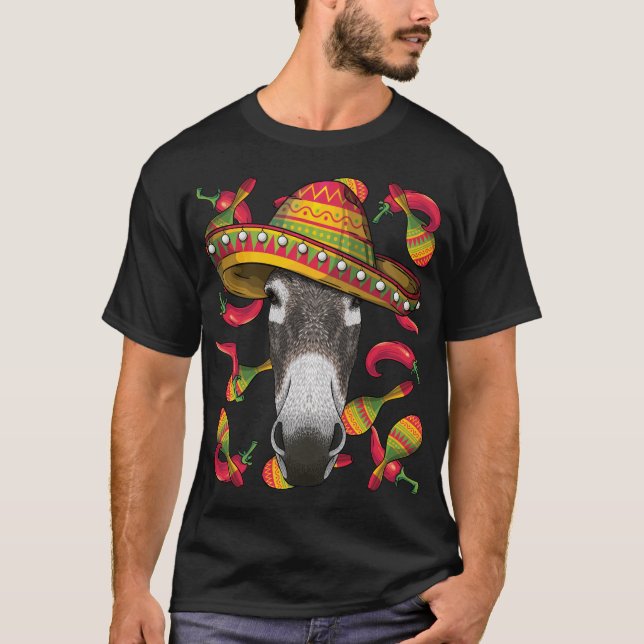 T-shirt Cinco de Mayo Donkey Sombrero Fête mexicaine (Devant)