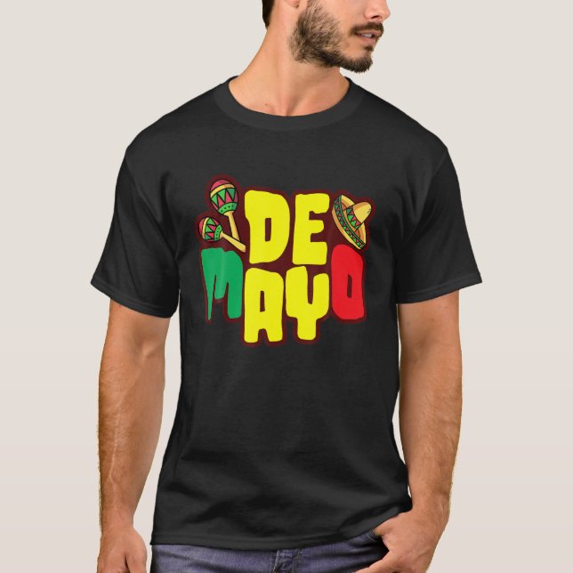 T-shirt Cinco De Mayo Drôle à la main Imprimer Casquette m (Devant)