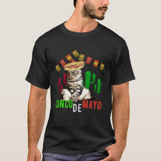 T-shirt Cinco De Mayo Fête Mexicaine Chapeau Chat