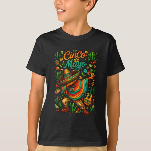 T-shirt Cinco De Mayo Fiesta Mexicaine Boy Poncho Party Po (Devant)