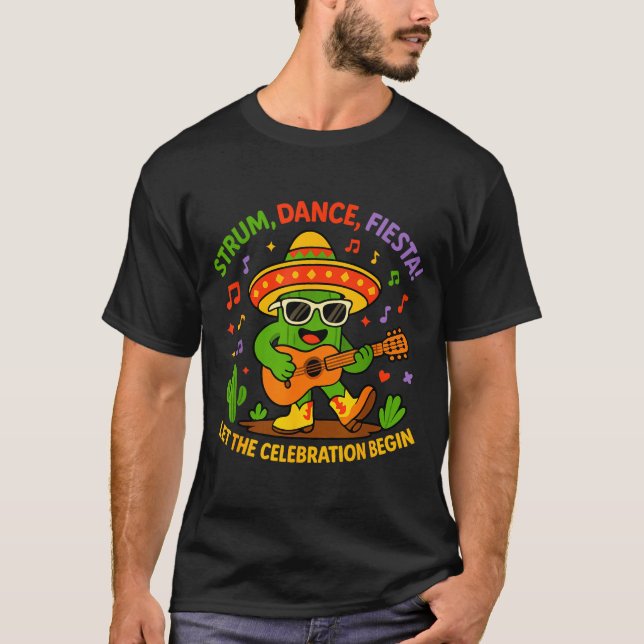 T-shirt Cinco de mayo funny cactus sombrero strum danceCin (Devant)