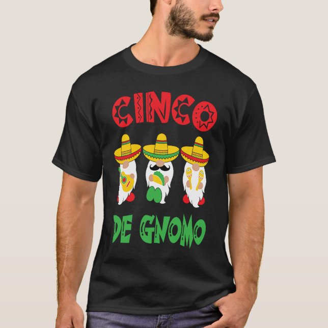 T-shirt Cinco De Mayo Gnomo 3 Fiesta Gnomes Eat Tacos Tres (Devant)