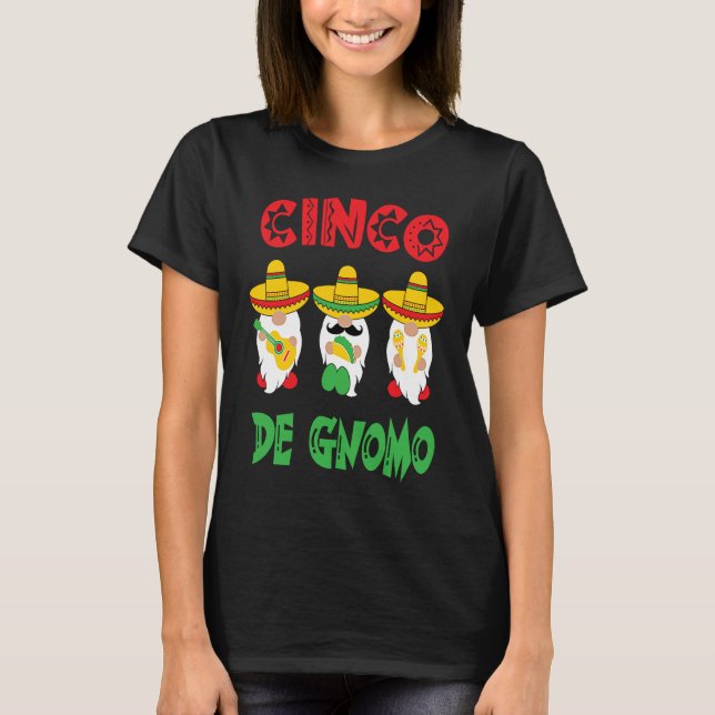 T-shirt Cinco De Mayo Gnomo 3 Fiesta Gnomes Eat Tacos Tres (Devant)