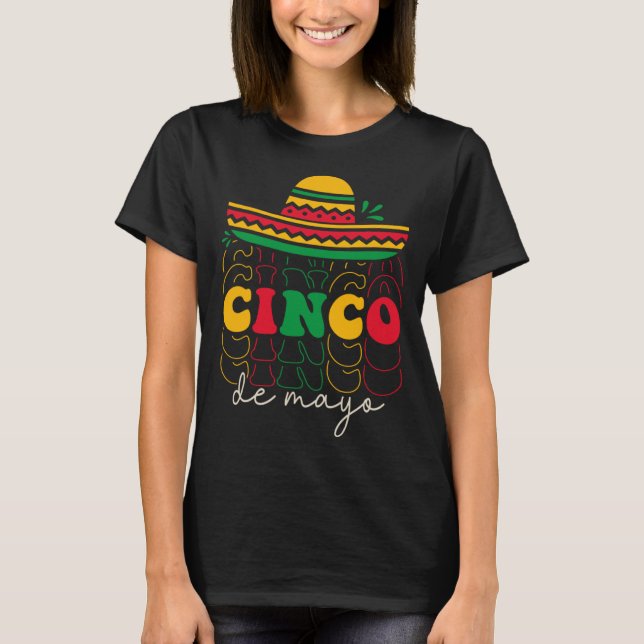 T-shirt Cinco De Mayo Groovy Mexican Fiesta 5 De Mayo Somb (Devant)