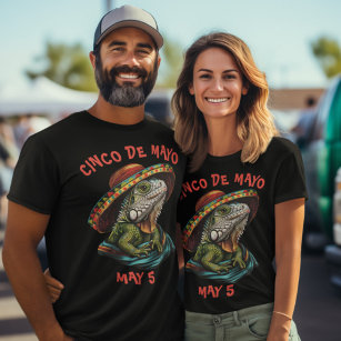 T-shirt Cinco de Mayo Iguana portant Sombrero & Serape
