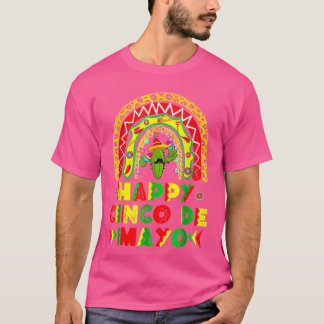 T-shirt Cinco De Mayo Joyeux Cactus Guitare Arc-en-ciel So