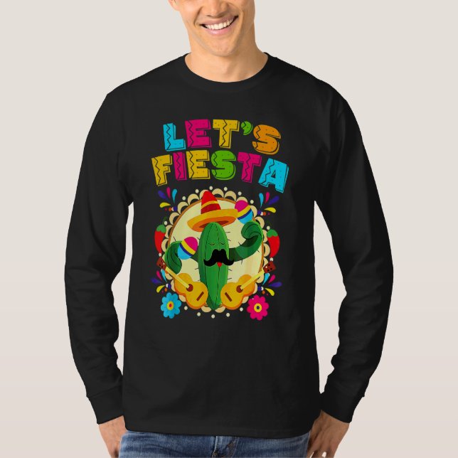 T-shirt Cinco De Mayo Lets Fiesta Cactus Sombrero Casquett (Devant)