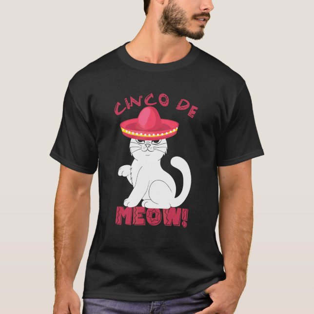 T-shirt Cinco De Mayo Meow Cat Boys Kids Women Men Mexican (Devant)