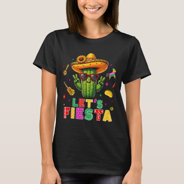 T-shirt Cinco De Mayo Mexicain Cactus Drôle Faisons La Fêt (Devant)