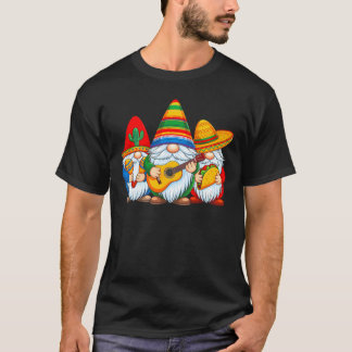 T-shirt Cinco de Mayo Mexican Gnomes Taco Guitar Funny