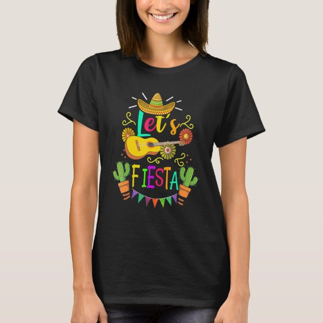 T-shirt Cinco De Mayo Mexican Guitar Cactus for Men Women  (Devant)
