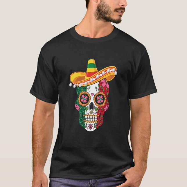 T-shirt Cinco de Mayo mexican skull celebrate fiesta (Devant)