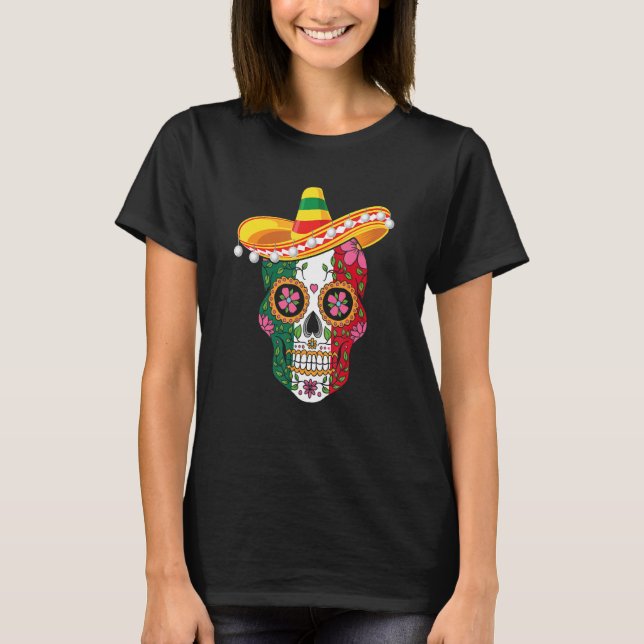 T-shirt Cinco De Mayo Party Sugar Skull Men Women Mexican  (Devant)