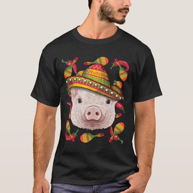 T-shirt Cinco de Mayo Pig Sombrero Pig mexicain Fiesta Par (Devant)