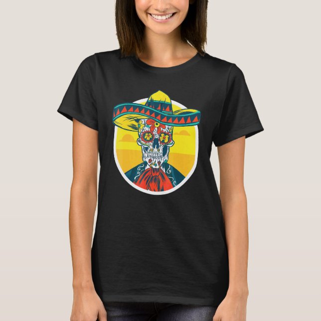 T-shirt Cinco De Mayo Skull Skeleton À Sucre Avec Mexo So (Devant)