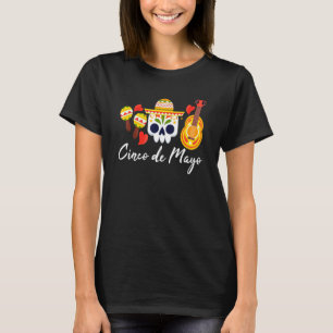 T-shirt Cinco De Mayo Sombrero Crâne Maracas Tequila Mexiq