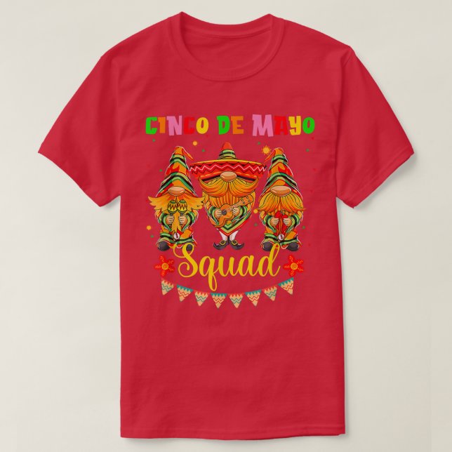 T-shirt Cinco De Mayo Squad Gnomes Funny Guitare Cucharas  (Design devant)