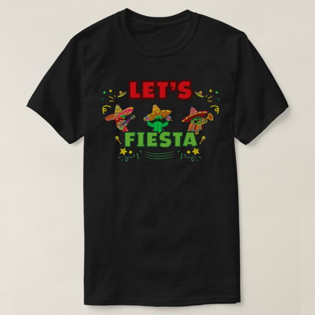 T-shirt Cinco De Mayo TLets Fiesta Avocado Et Tacos (Design devant)