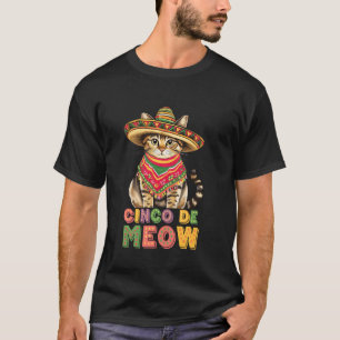 T-shirt Cinco De Meow Chapeau De Chat Poncho Cinco De Mayo